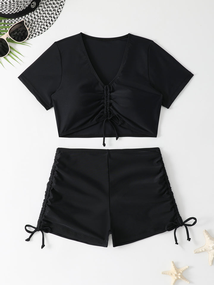 Damen sportliches Crop-Top und Shorts-Set Drune