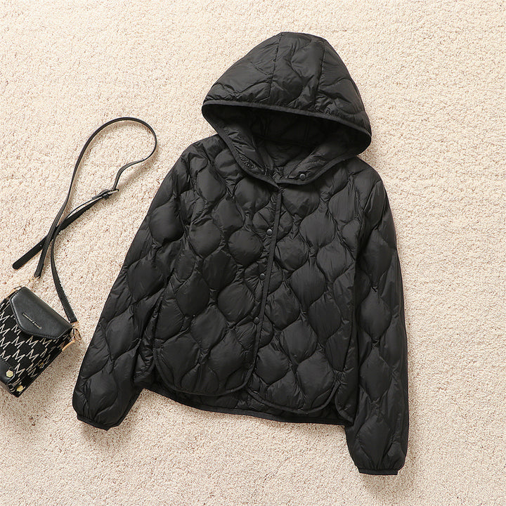 Damen Gefütterte Steppjacke mit Kapuze und kreisförmiger Steppung Drune