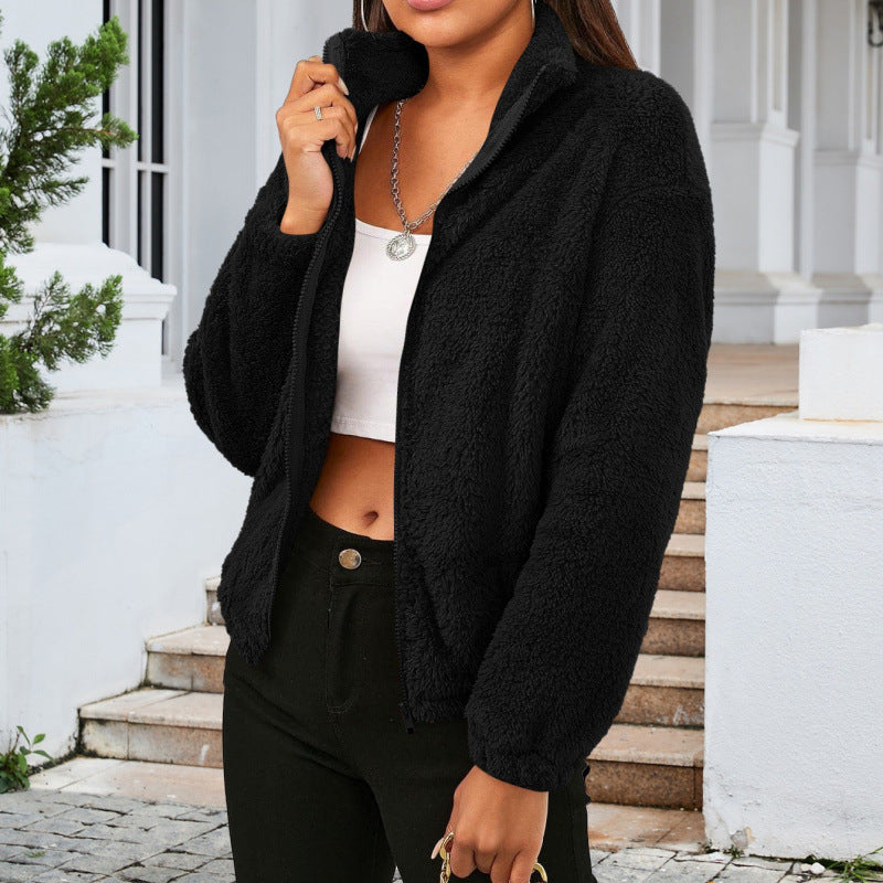 Damen Kuschelige Fleecejacke mit hohem Kragen und Reißverschluss Drune