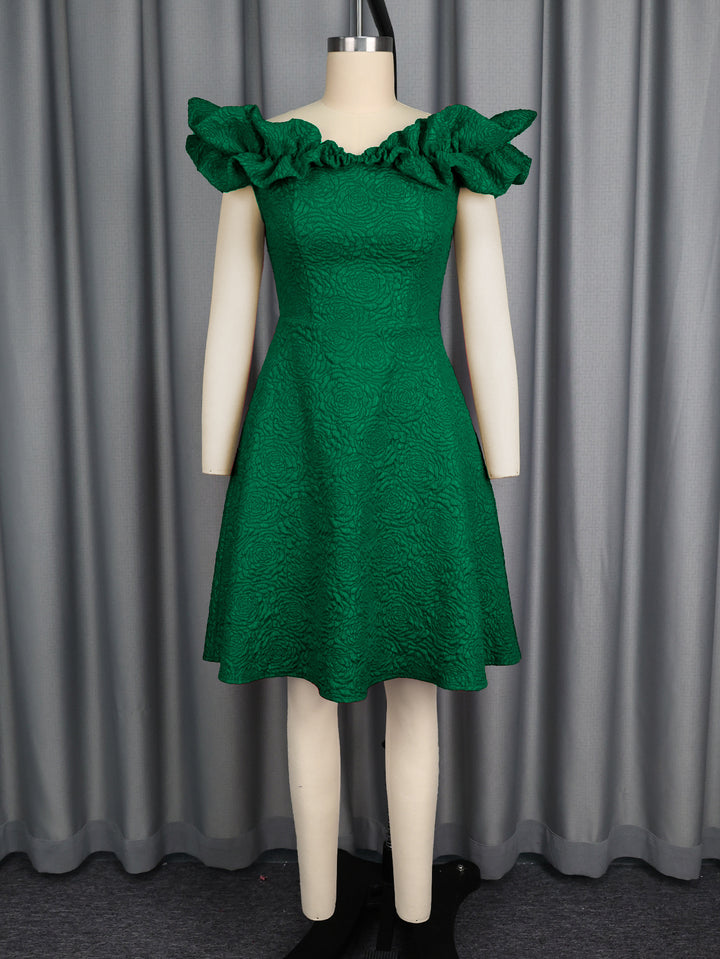 Damen Cocktailkleid mit voluminösen Rüschenärmel Drune