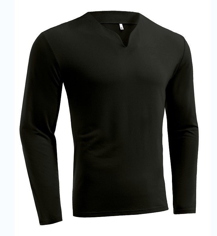 Herren nan Langarmshirt mit V-Ausschnitt Slim Fit Baumwollmix und elastischem Komfortbund Drune