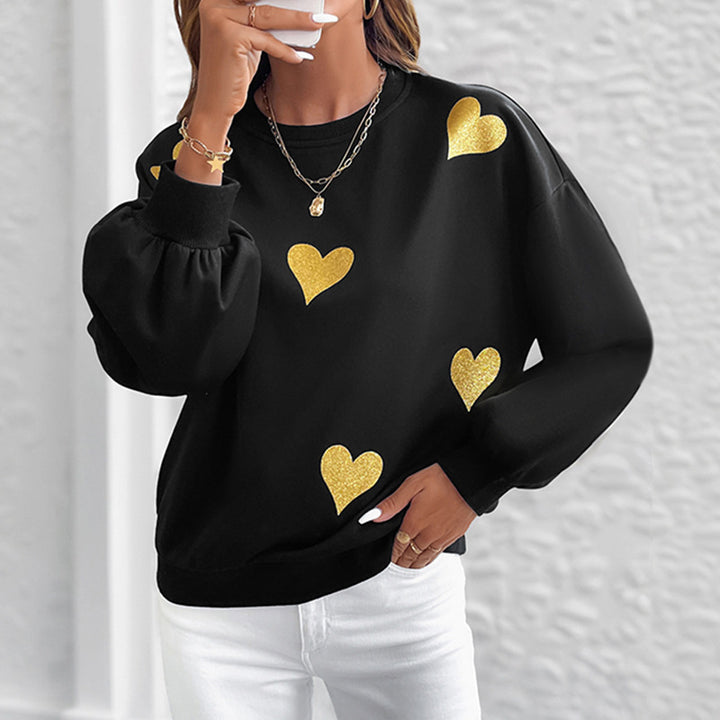 Damen Sweatshirt mit Herzprint und Balloon-Ärmeln Drune
