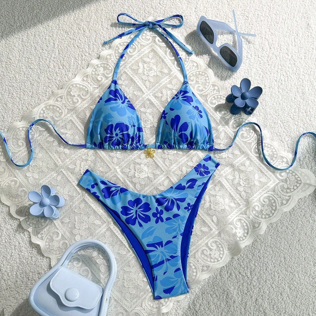Damen Triangel-Bikini mit floralem Muster Drune