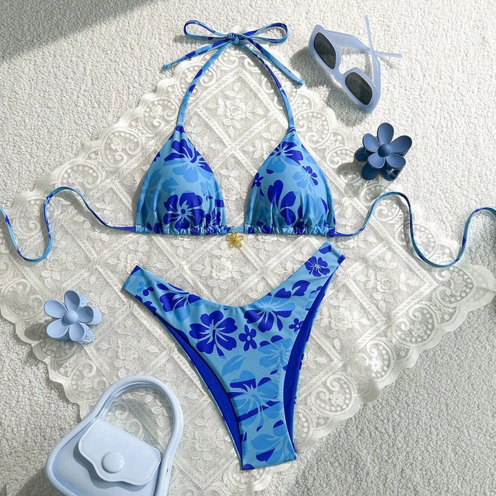 Damen Triangel-Bikini mit floralem Muster Drune
