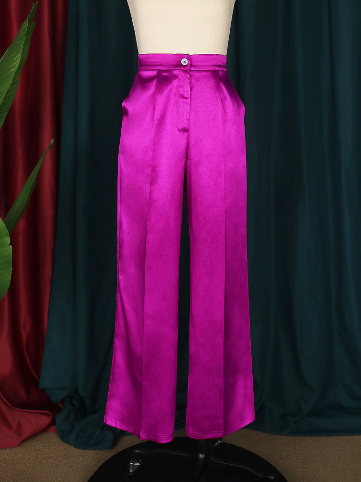 Damen elegante weite Satin-Hose Drune