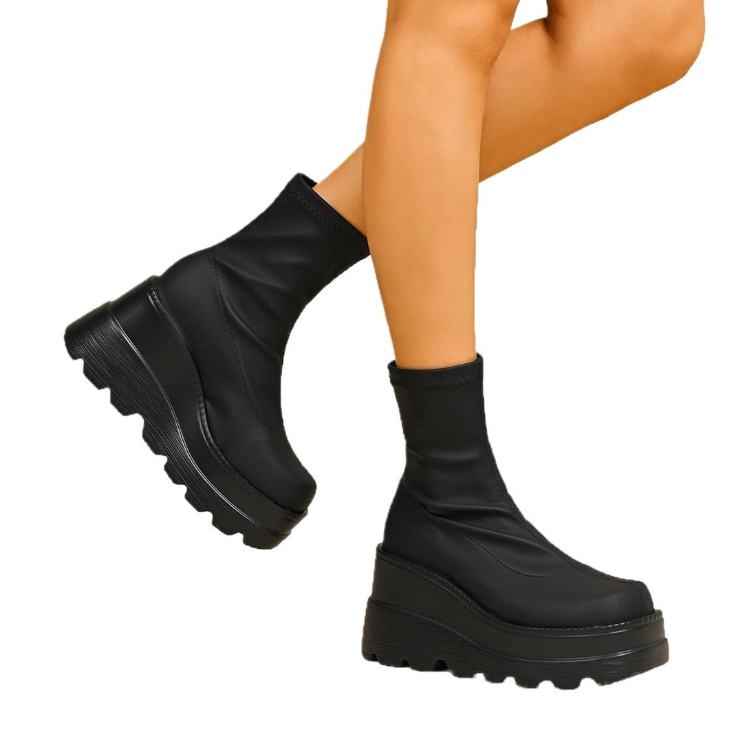 Damen High-Top Stiefeletten mit doppeltem Plateau Drune