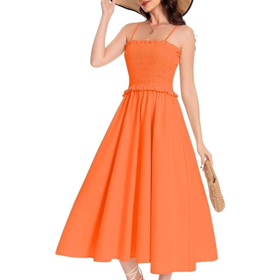 Damen elastisches Maxikleid mit Rüschendetails und geschmeidigem Material Drune