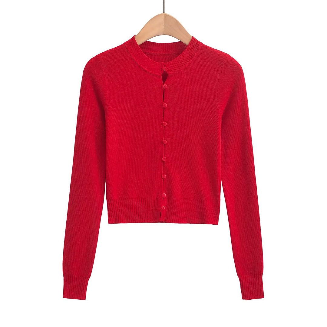 Damen Strickjacke mit modischem Rundhalsausschnitt und eleganter Knopfleiste Drune