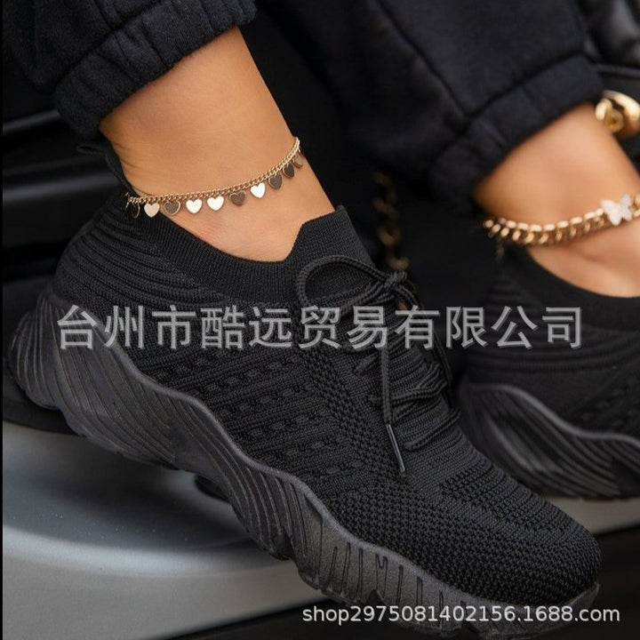 Damen nan leichte gestrickte Slip-On Sneaker mit Schnürdetail und gedämpfter Leichtsohle Drune