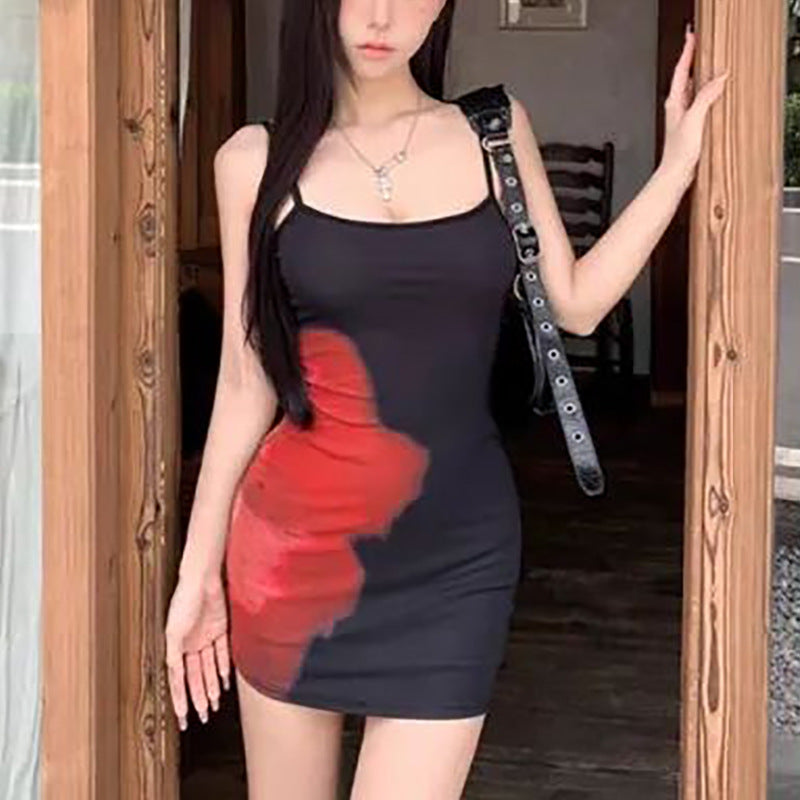 Damen figurbetontes Minikleid mit asymmetrischem Design und einzigartigem Farbverlauf Drune