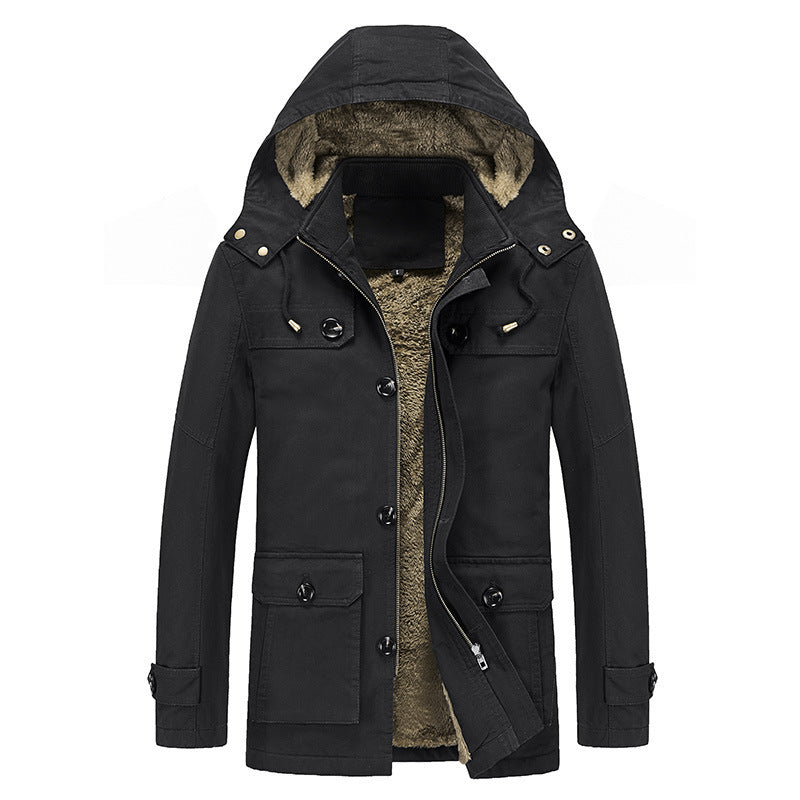 Herren Canvas-Militärparka mit Teddy-Fleece Innenfutter und Multifunktions‑Taschen Drune