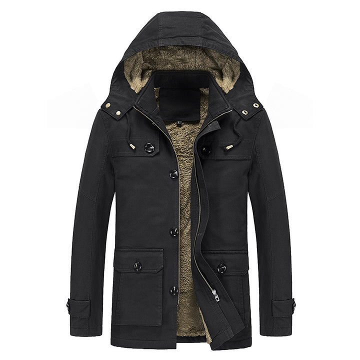 Herren Canvas-Militärparka mit Teddy-Fleece Innenfutter und Multifunktions‑Taschen Drune