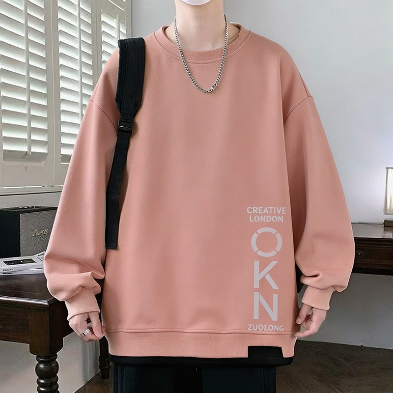 Herren Oversize‑Sweatshirt mit kontrastierenden Ärmeln, Rundhalsausschnitt & Labelpatch Drune