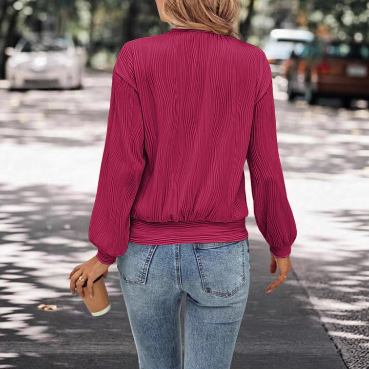 Damen lässiges Sweatshirt mit strukturiertem Stoff und elastischen Bündchen Drune