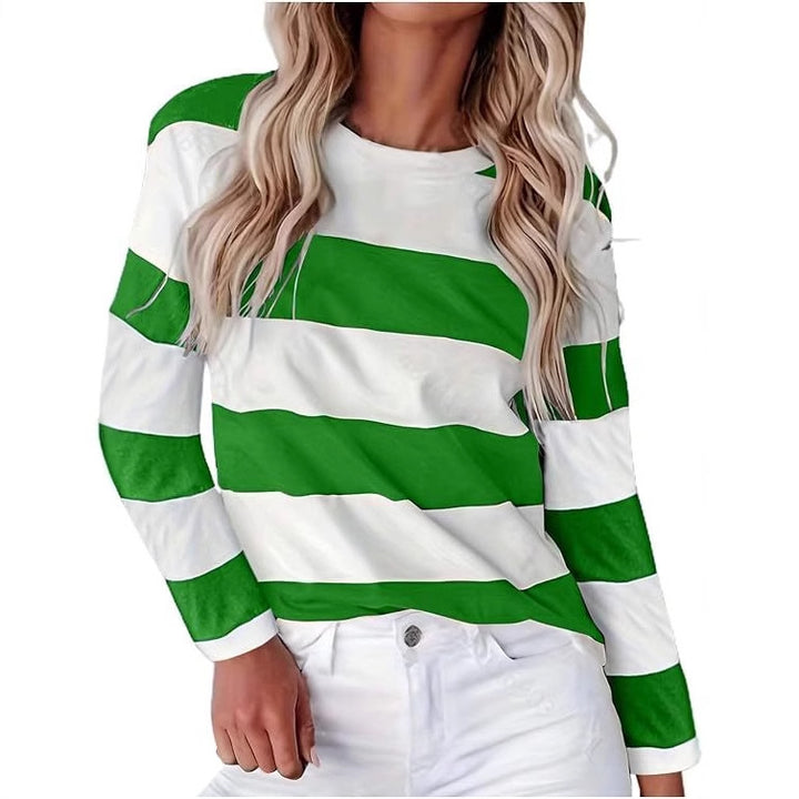 Damen lässiges gestreiftes Langarmshirt Drune