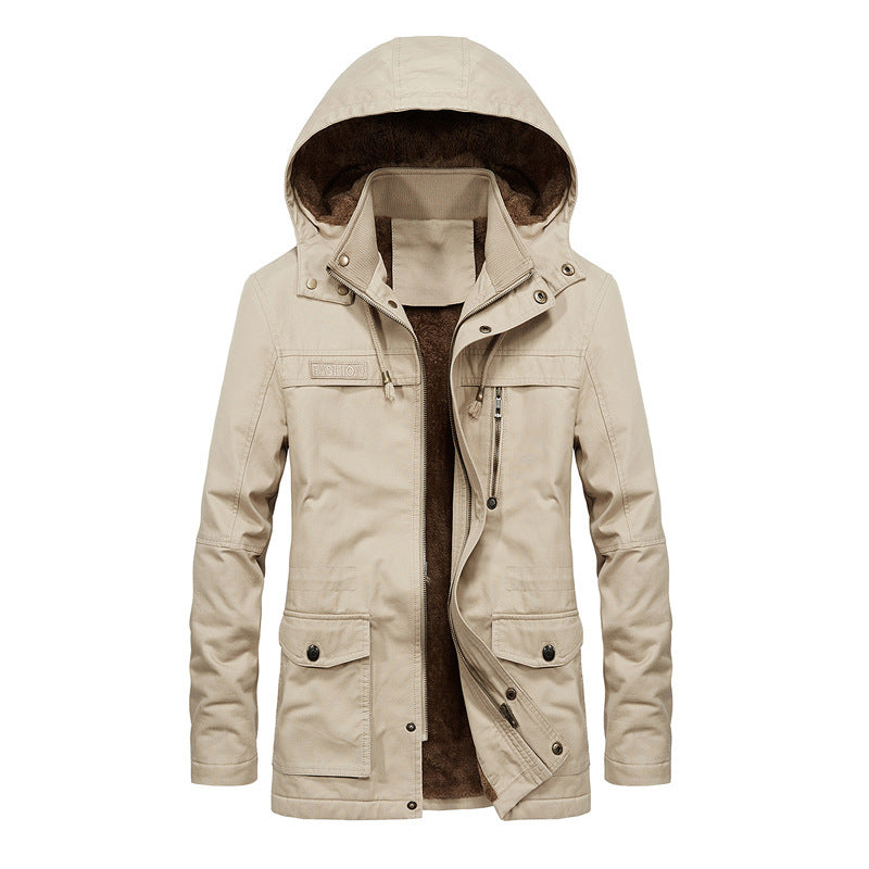 Herren Utility-Parka mit Teddyfleece-Innenfutter, versteckter Frontleiste und multifunktionalen Taschen Drune