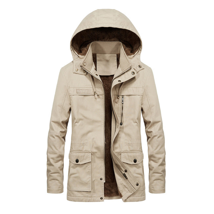Herren Utility-Parka mit Teddyfleece-Innenfutter, versteckter Frontleiste und multifunktionalen Taschen Drune