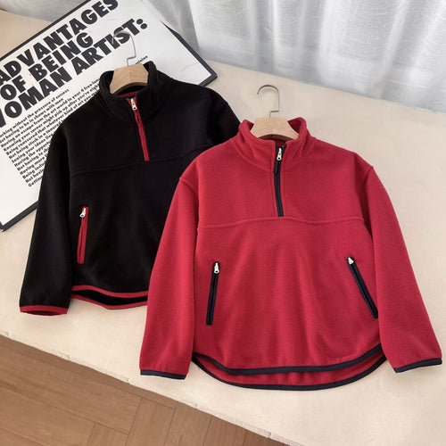 Damen Fleece-Pullover mit hohem Kragen und praktischen Reißverschlusstaschen Drune