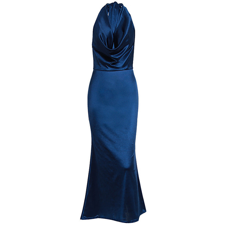 Damen Elegantes Wickelkleid aus luxuriösem Satin mit tiefem V-Ausschnitt Drune
