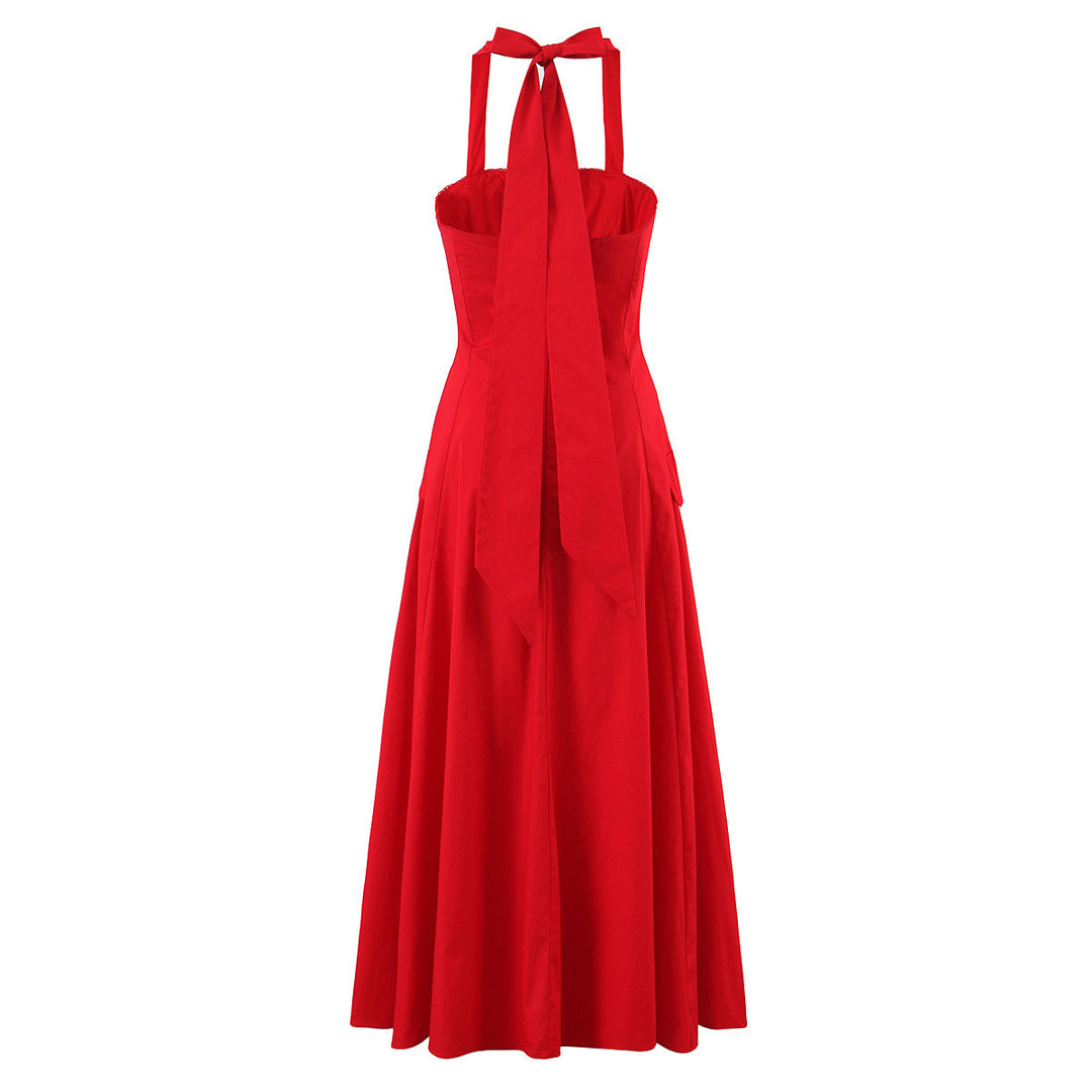 Damen ärmelloses Knopfkleid mit schmeichelndem Schnitt Drune
