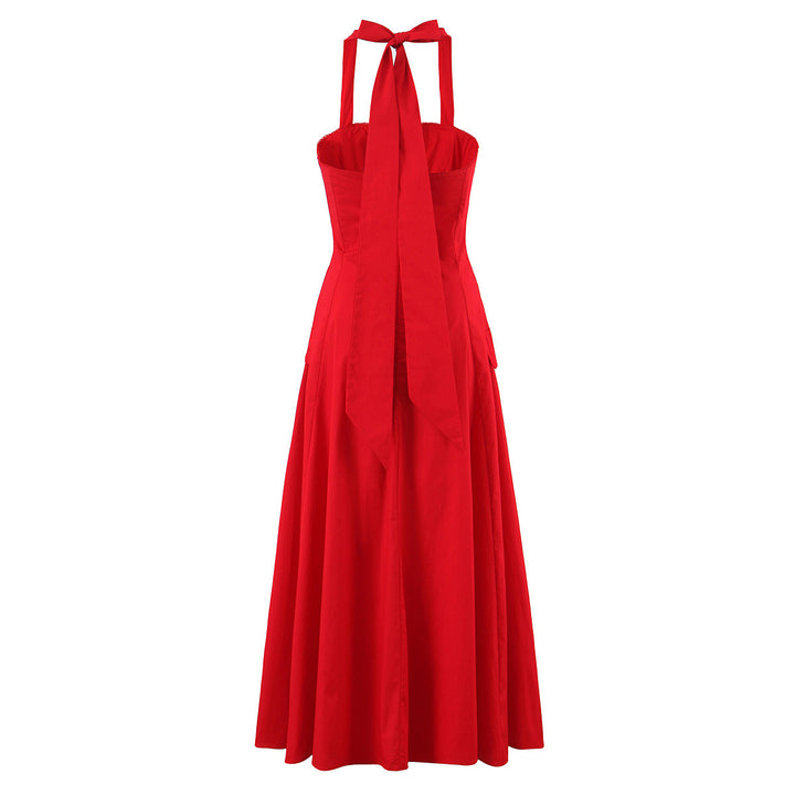 Damen ärmelloses Knopfkleid mit schmeichelndem Schnitt Drune