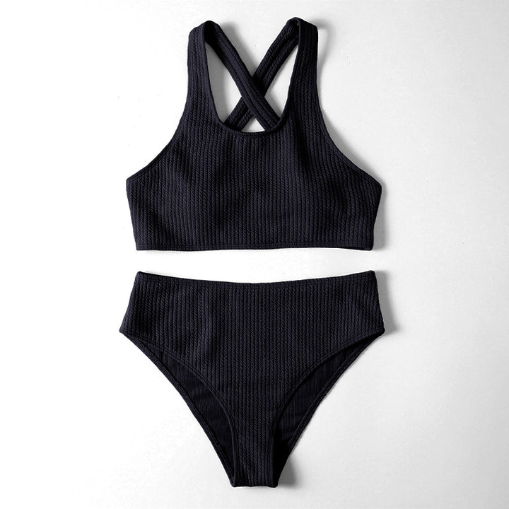 Damen Hochtaillierter Bikini mit geschickt überkreuzten Trägern Drune