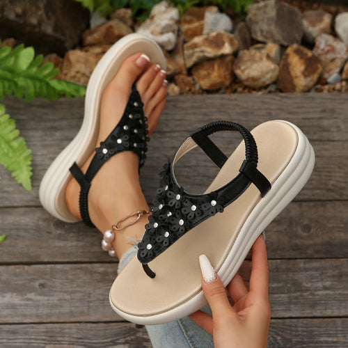Damen Mode-Sandalen mit floralem Detail und gepolsterter Sohle Drune