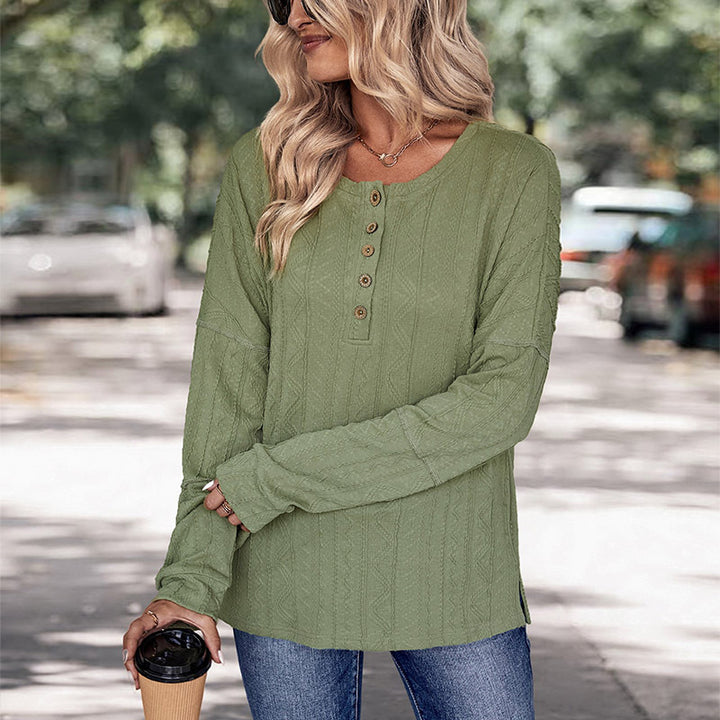 Damen Gestricktes Longsleeve mit Knopfleiste, Zopfmuster und legerer Passform Drune