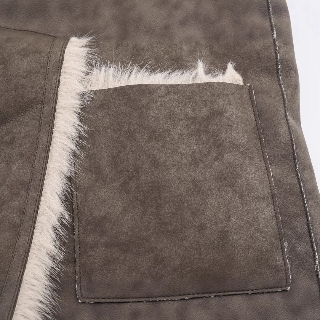 Damen Modischer Kunstpelz-Mantel mit elegantem Revers Drune