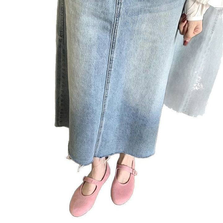 Damen Wildleder verstellbare Riemen Ballerina Flats Drune
