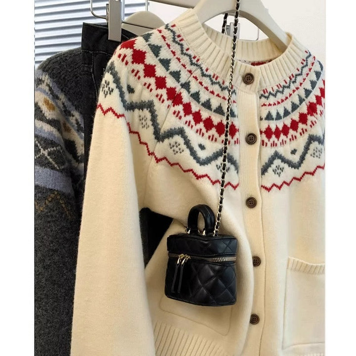Damen Strickjacke mit traditionellem Muster Drune
