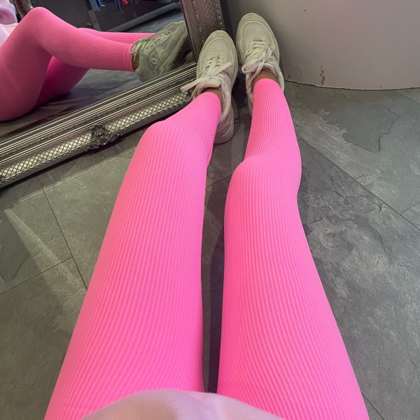 Damen Hochwertige Leggings im Rippdesign mit hohem Bund Drune