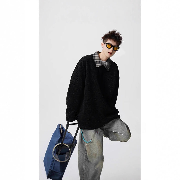 Damen Lässiger Oversize-Hemd-Pullover Drune