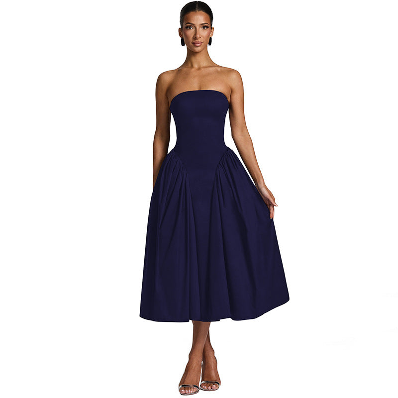 Damen Maxikleid mit schulterfreiem Design und fließendem Schnitt Drune