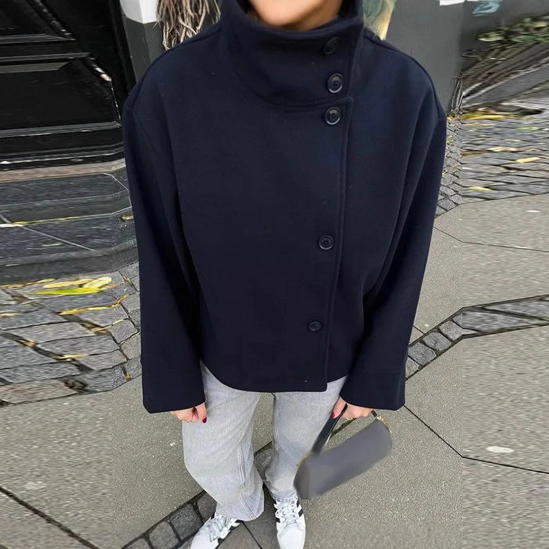 Damen moderne und praktische Kurzjacke mit hochschließendem Kragen Drune
