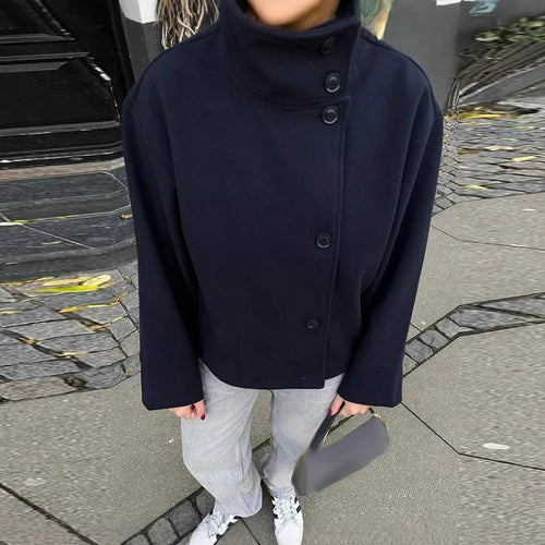 Damen moderne und praktische Kurzjacke mit hochschließendem Kragen Drune