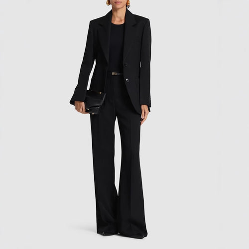 Damen Zweiteiliges Hosenanzug-Set im präzisen Tailoring mit weitem Schlag und schmaler Schulter Drune