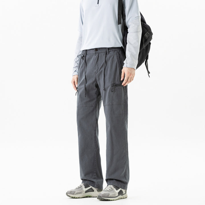 Herren Komfort-Canvas-Cargo-Hose mit elastischem Tunnelzugbund, Kniepaneelen und Multifachtaschen Drune