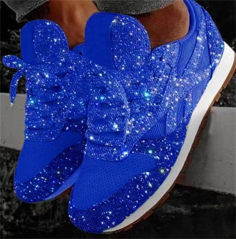 Damen glitzernde Fashion-Sneaker mit funkelnder Strassoptik atmungsaktivem Strick-Obermaterial und gepolstertem Komfortfußbett Drune