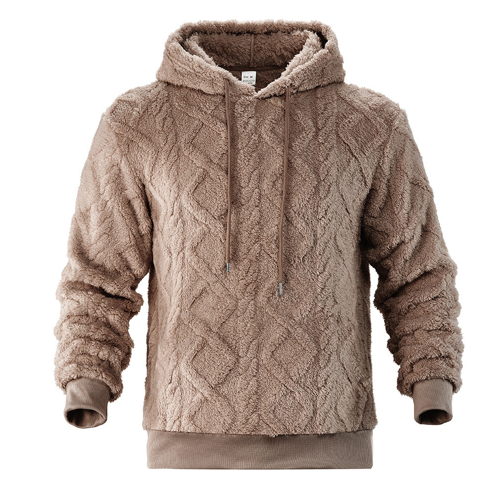 Herren Teddy-Fleece-Hoodie mit diamantstruktur, gefütterter Kapuze und weichen Rippbündchen Drune