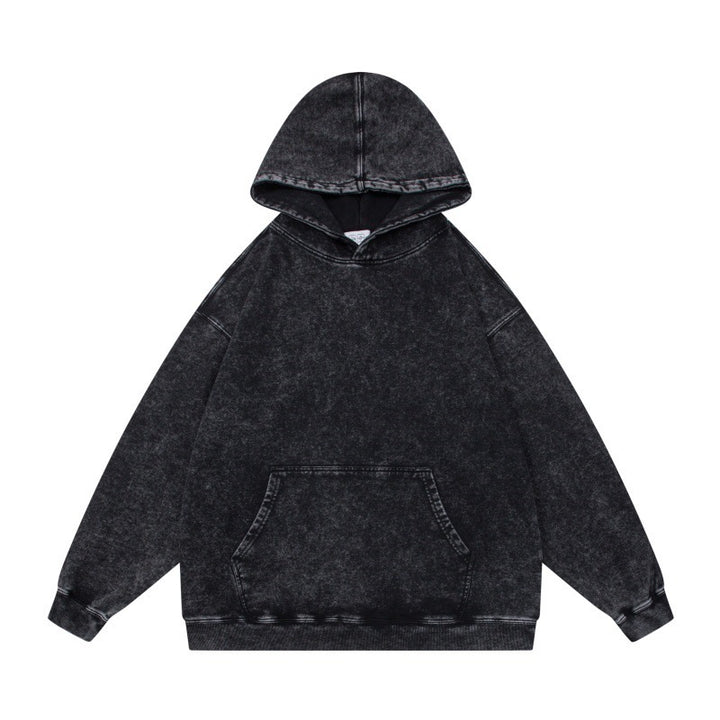 Unisex Oversize-Kapuzenpullover im Acid-Wash mit Kängurutasche und Raglanärmeln Drune