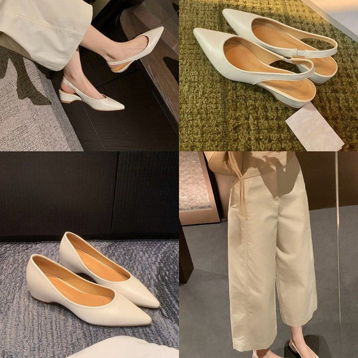 Damen Minimalistische spitze Ballerina‑Pumps mit kleinem Keilabsatz und ergonomischem Fußbett Drune
