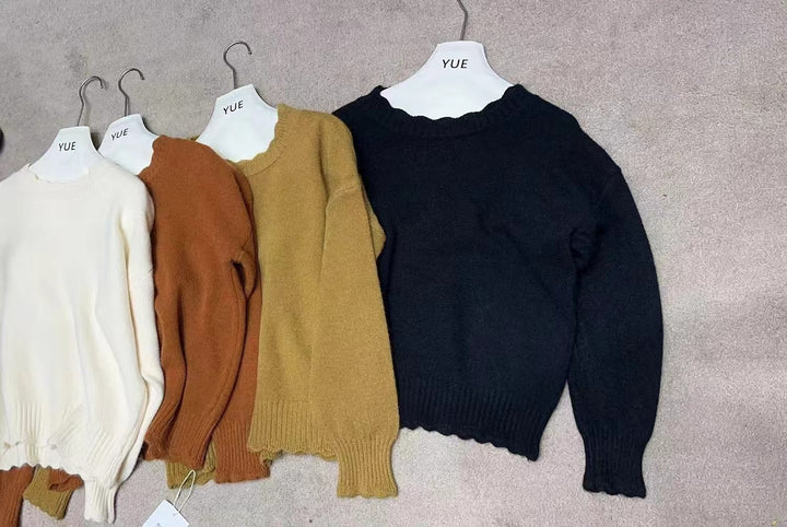Damen kuscheliger Strickpullover mit lässigem Schnitt und Rippdetails Drune