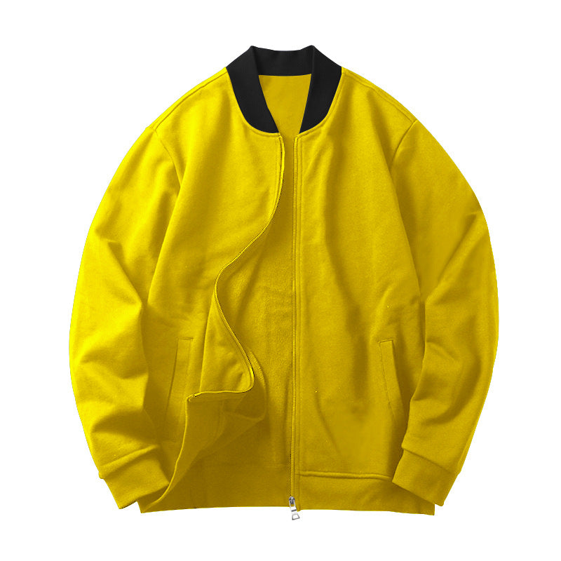 Herren Minimalistische Bomberjacke mit durchgehendem Reißverschluss, geripptem Stehkragen & Eingrifftaschen Drune