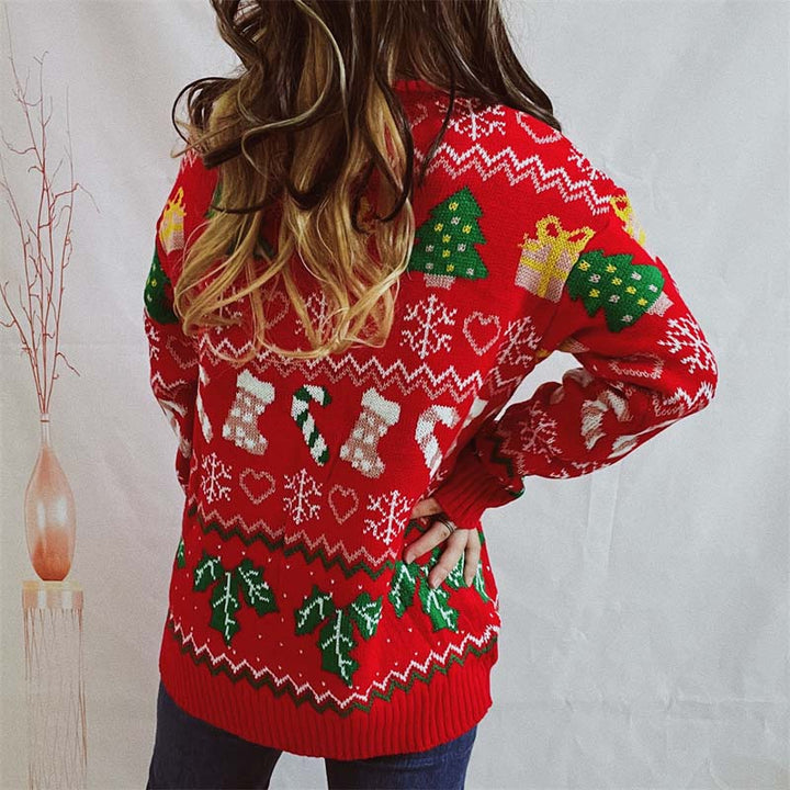Drune | Weihnachtlicher Strickpullover Mit Schneeflockenmotiv