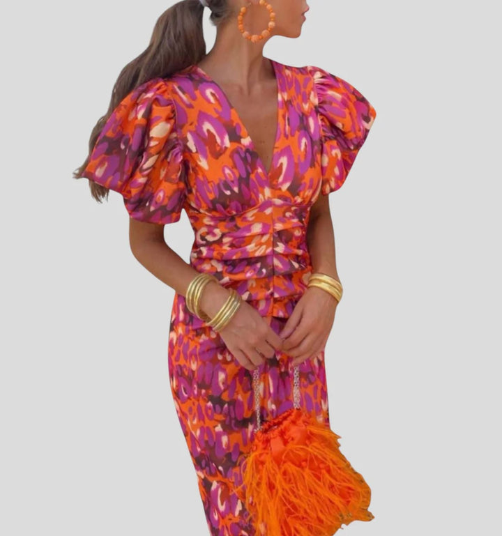 Damen Elegantes Kleid mit Volants und Spitzenelementen Drune