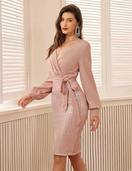Damen Wickelkleid mit glitzernden Details Drune