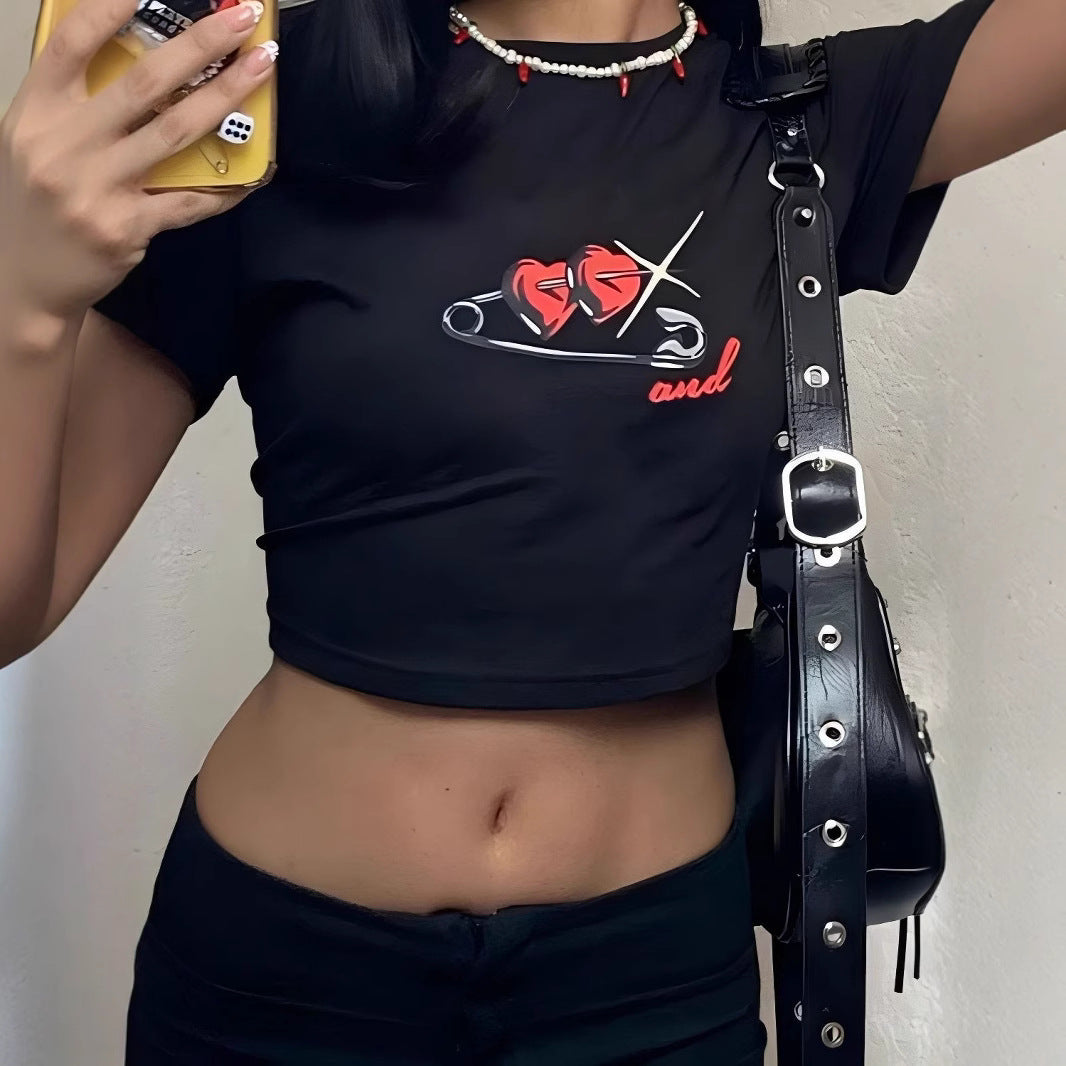 Damen Crop Top mit 90er Jahre Aufdruck Drune