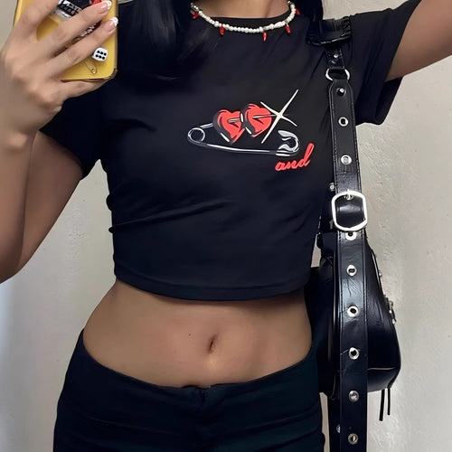 Damen Crop Top mit 90er Jahre Aufdruck Drune