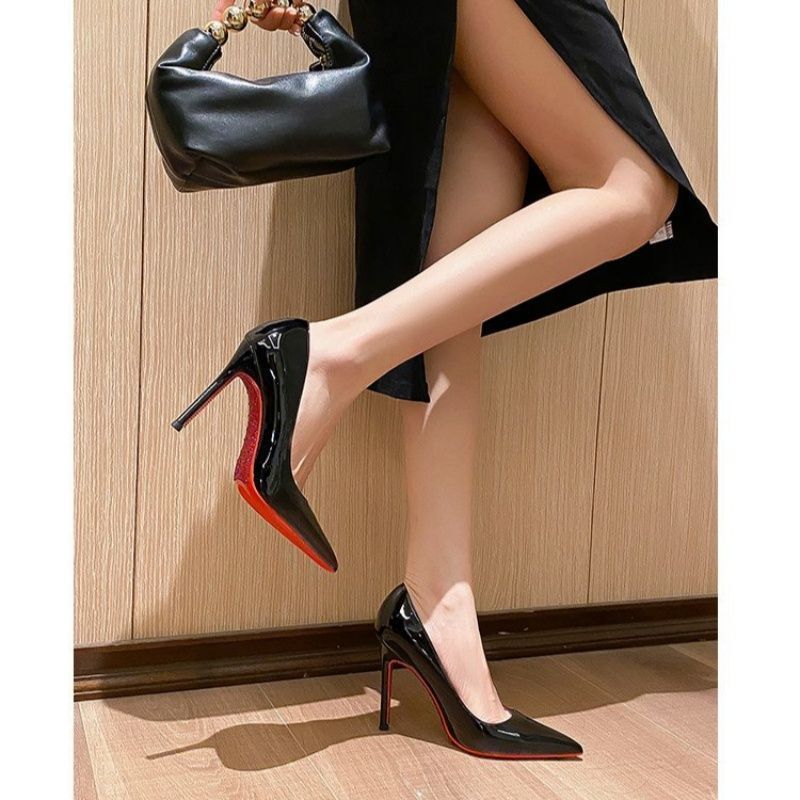 Damen spitze Stiletto Pumps mit glänzender Oberfläche Drune